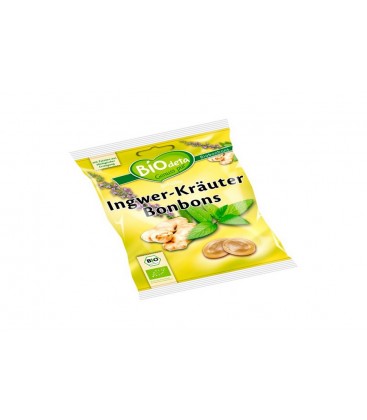 CARAMELOS RELLENOS JENGIBRE y HIERBAS 75gr. biodea