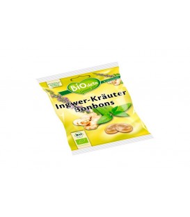 CARAMELOS RELLENOS JENGIBRE y HIERBAS 75gr. biodea